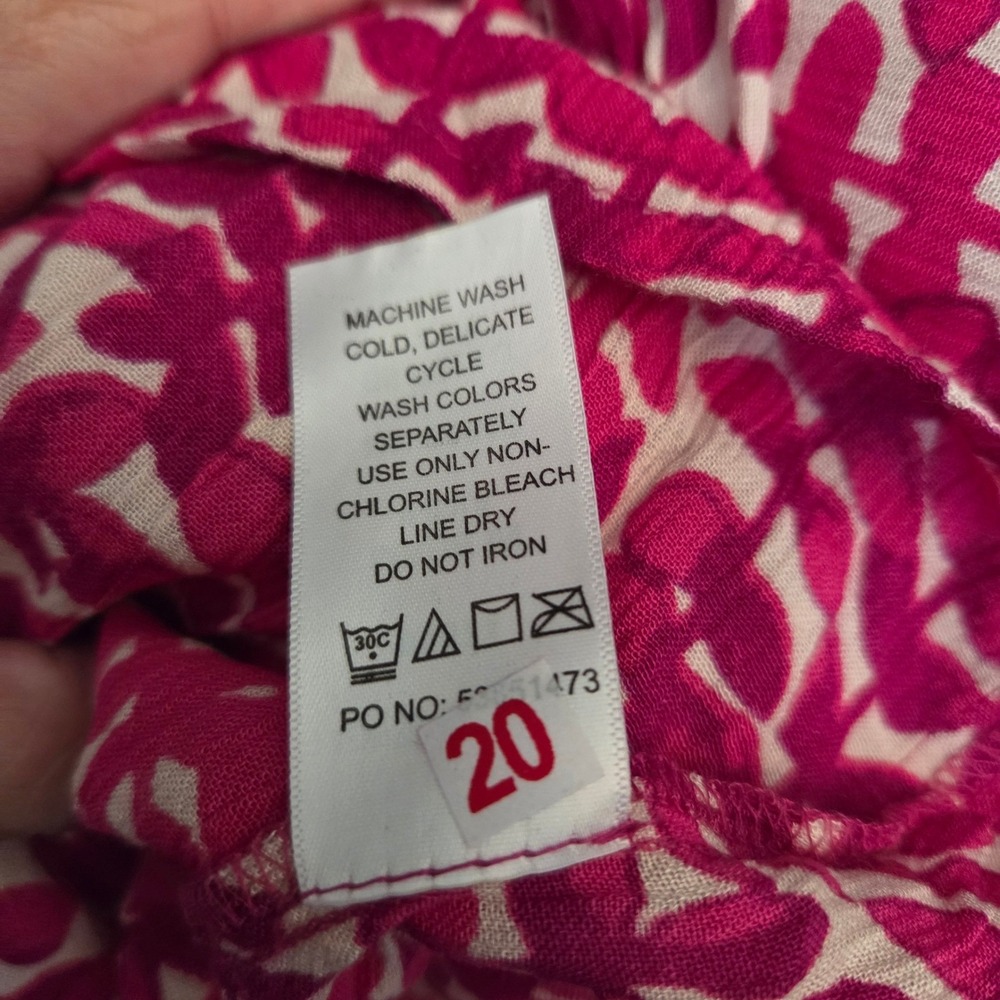NEW Woman Within Pink Leaf Print Button Front Rayon Babydoll Midi Dress 14/16 - Picture 7 of 7